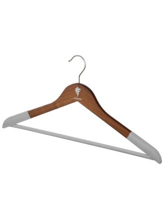 Вешалки-плечики для одежды, 45 см, дерево, 3 шт, флокированные, темно-коричневые, Leonord, 107909