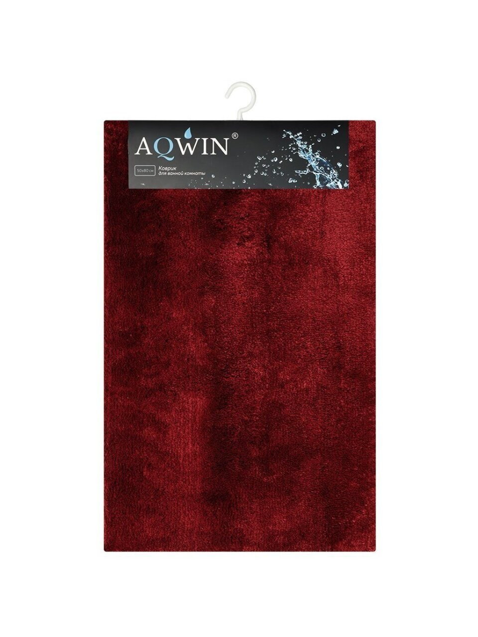 Коврик для ванной, 0.5х0.8 м, полиэстер, бургунди, Aqwin, Велюр, TR1551B