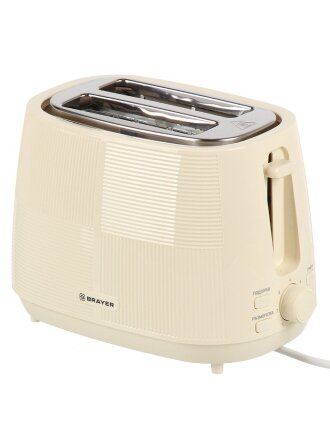 Тостер Brayer, 2116BR, пластик, 1080 Вт, механический, 7 степеней прожарки, бежевый