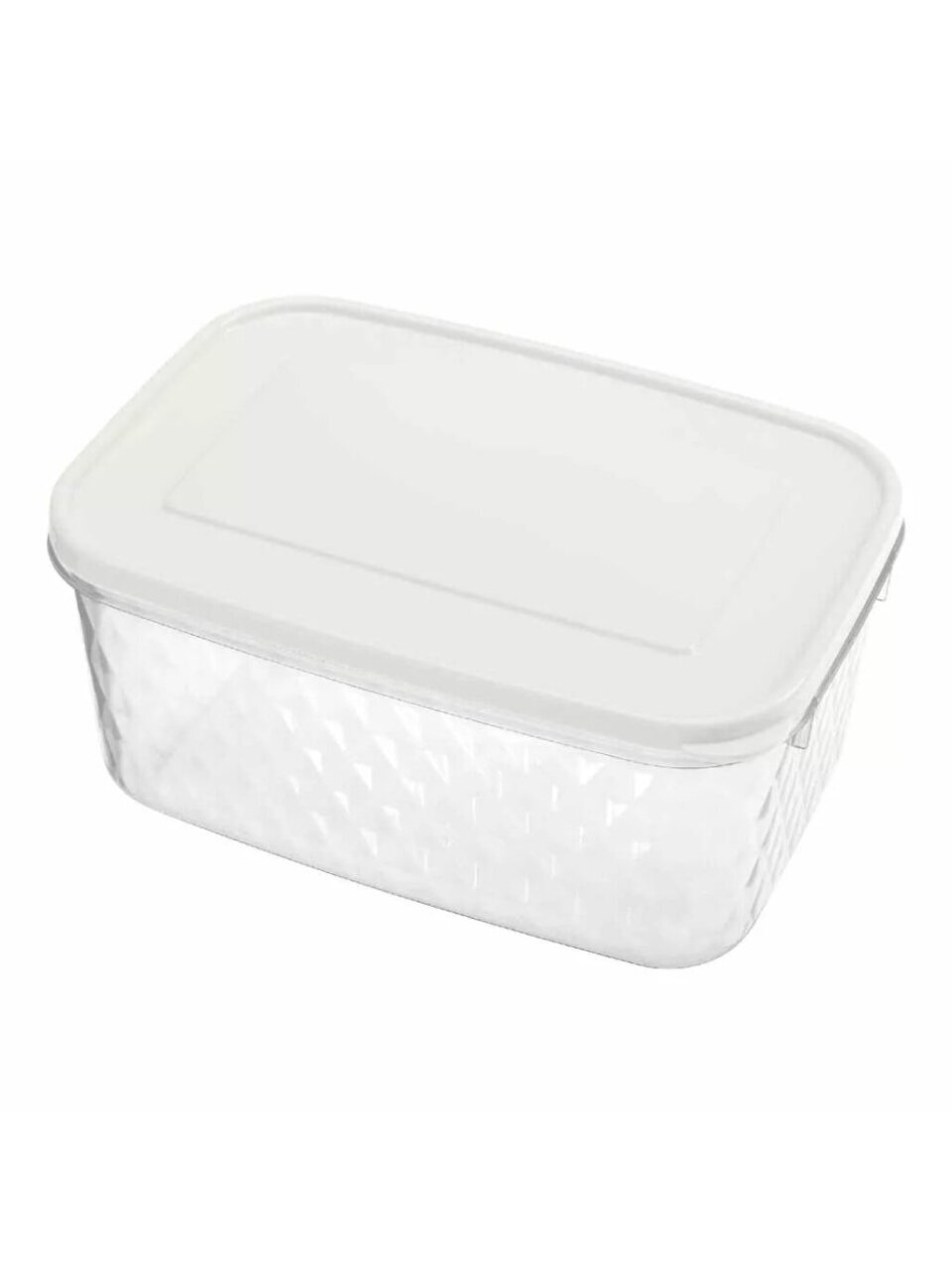 Контейнер пищевой пластик, 1.3 л, 18х12.5х8 см, белый, прямоугольный, Бытпласт, Кристалл, 433141916