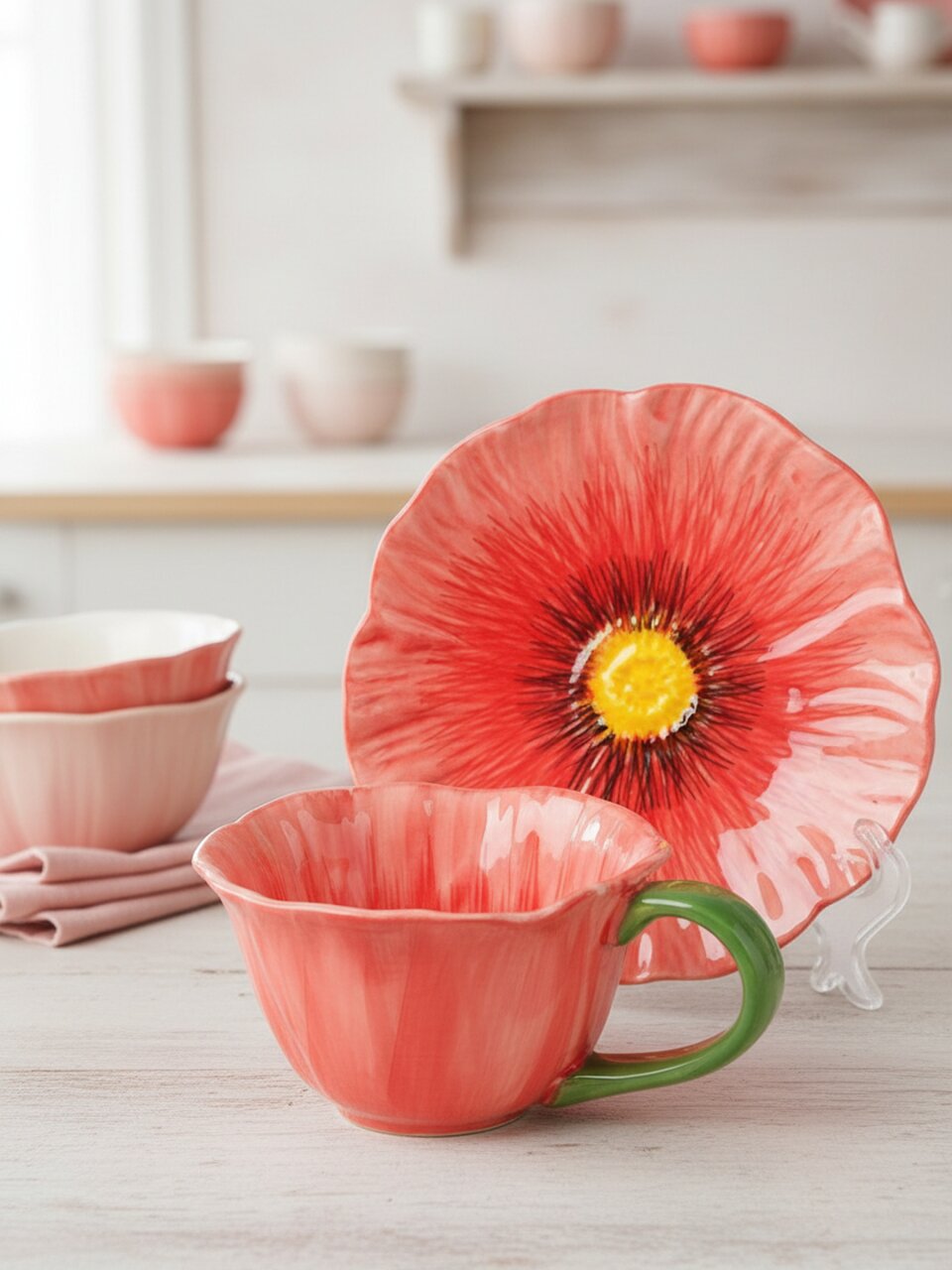 Чайная пара керамика, 2 предмета, на 1 персону, 300 мл, Мак, B060878