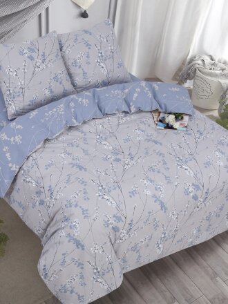 Постельное белье семейное, простыня 180х200 см, 2 наволочки 70х70 см, 2 пододеяльника 145х215 см, простыня на резинке, АртПостель, поплин, Камелия