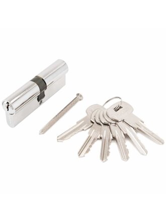 Личинка замка двери Аллюр, A 80-6К CP, 1 262, 80 мм, хром, латунь, 6 ключей