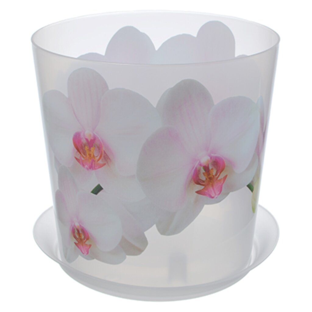 Горшок для цветов пластик, 2.4 л, 16х16х15.5 см, с подставкой, орхидея, Idea, Деко, М 3106 подставка под горшки орхидея на 2 ка d280 мм