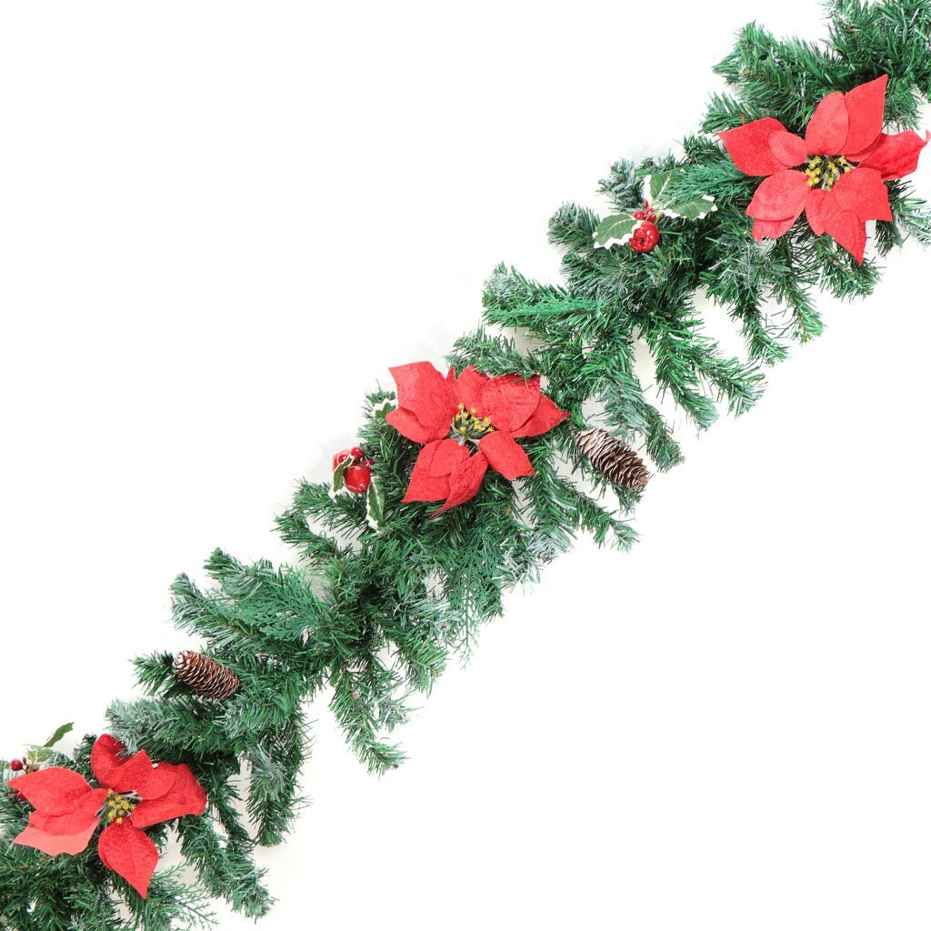 Гирлянда хвойная 2 м, 180 иголок с украшением, ПВХ, SYCW18B-036