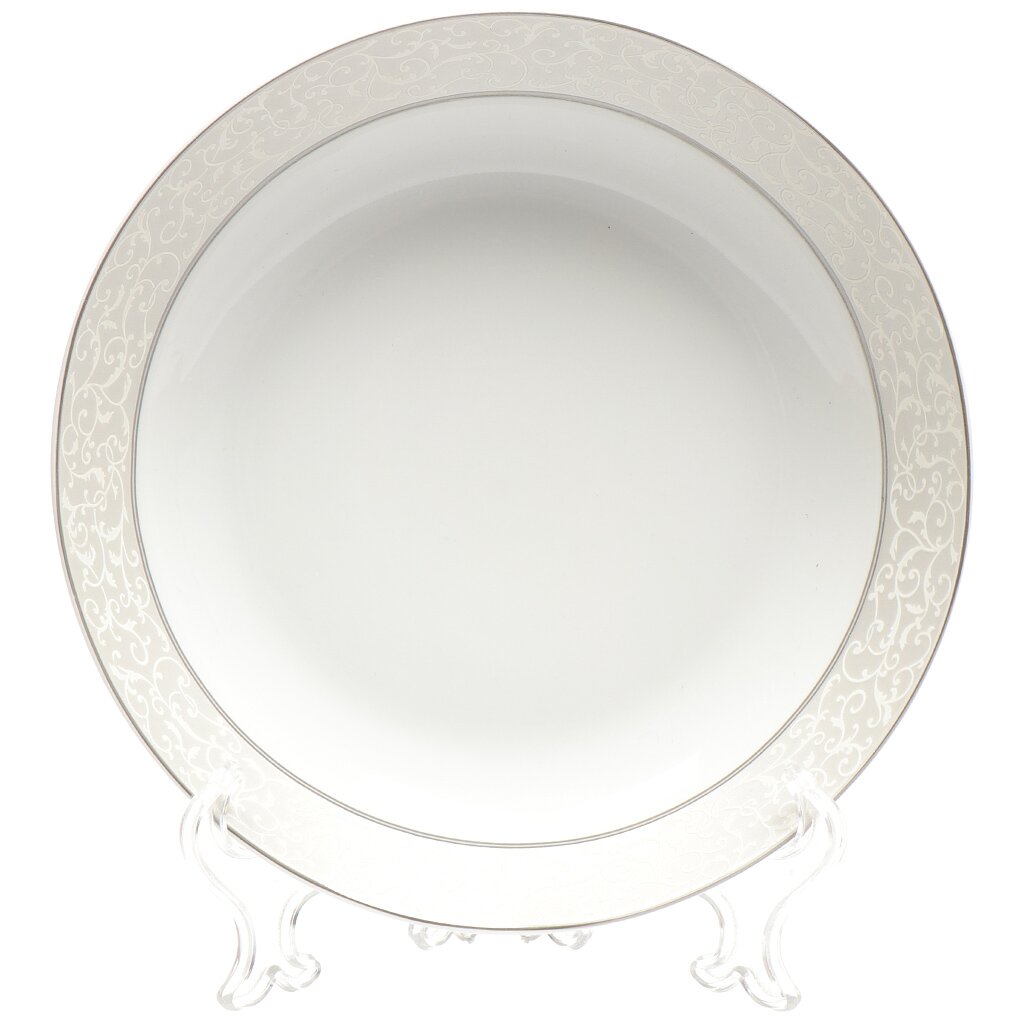 Тарелка суповая, фарфор, 20 см, круглая, Symphony, Fioretta, TDP352 тарелка суповая 20х3 см 2 шт фарфор n белая home scroll white