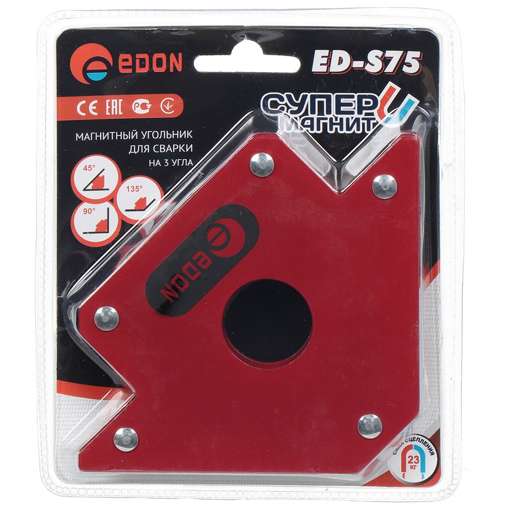 Угольник для сварки Edon, ED-S75, магнитный, 8022010102
