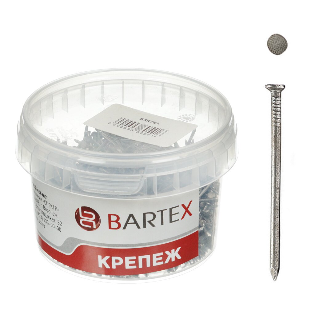 Гвоздь строительный, диаметр 2х40 мм, 0.3 кг, в банке, Bartex гвоздь строительный диаметр 2х40 мм 0 3 кг в банке bartex