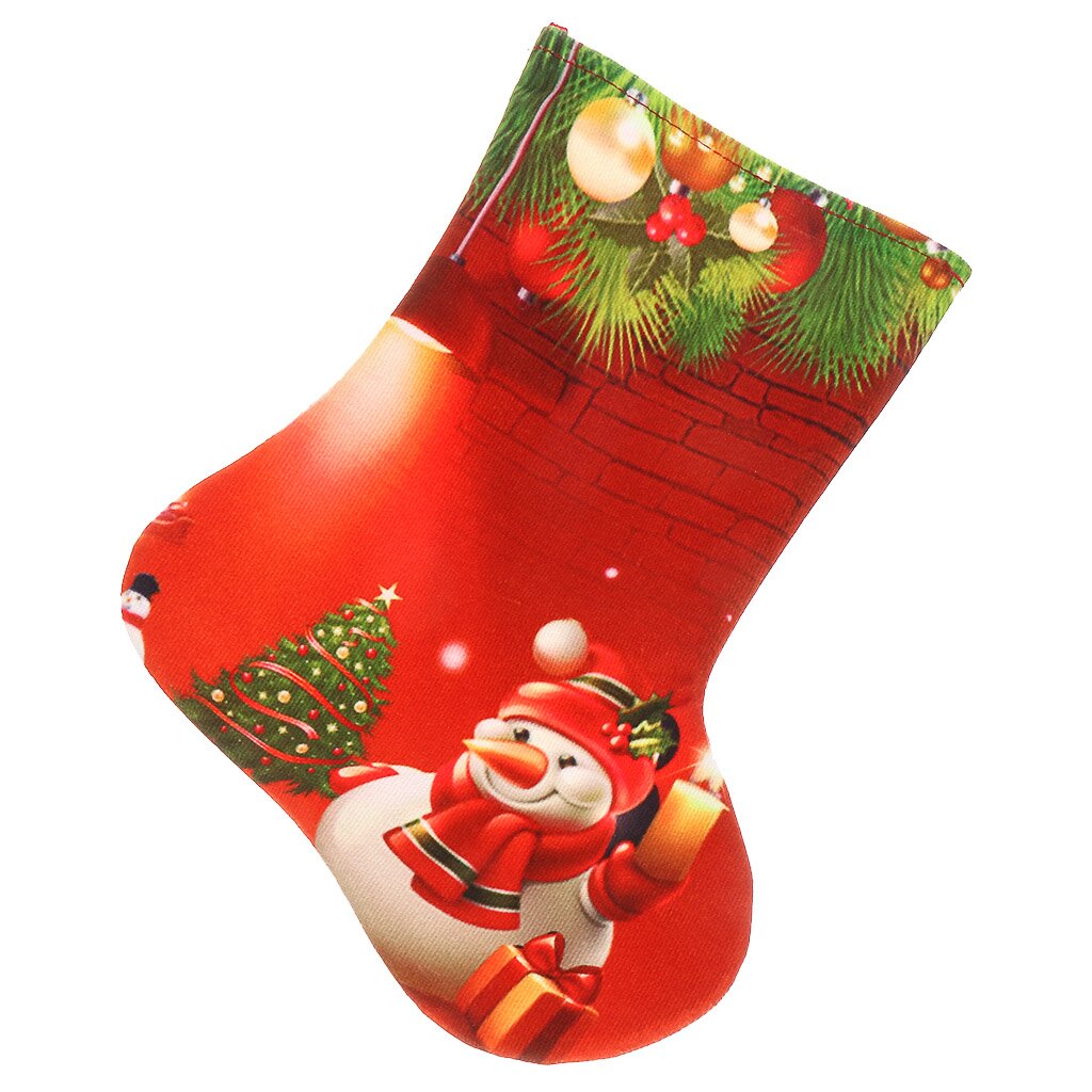 Носок новогодний 25х19 см, SYSDWA- 1123189 венок рождественский 40 см с шишками заснеженный syhha 0823076