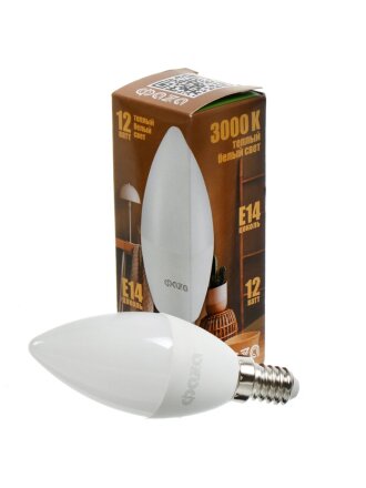 Лампа светодиодная E14, 12 Вт, 230 В, 3000 К, теплый белый свет, ФАZА, FLL- C37, 5038509