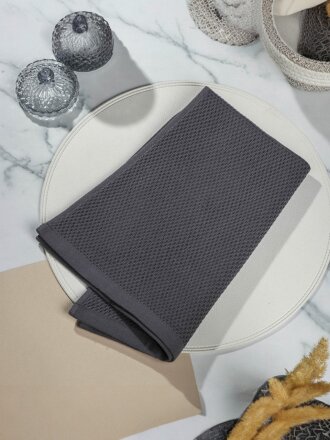 Полотенце кухонное вафельное, 40х60 см, 300 г/м2, 100% хлопок, Silvano, Esthetic, серое, Узбекистан