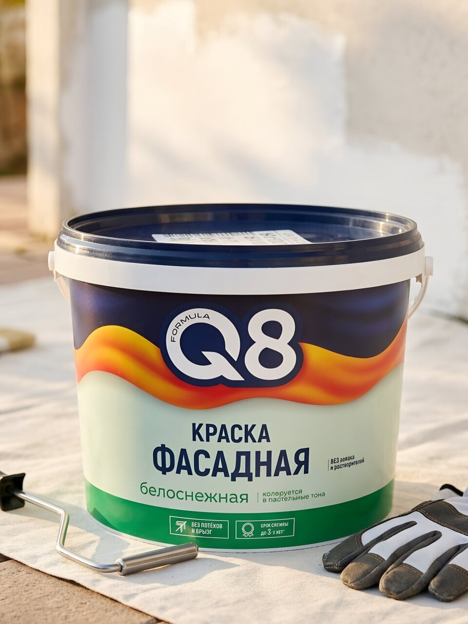 Краска водно-дисперсионная, Formula Q8, акриловая, фасадная, матовая, белая, 4.5 кг