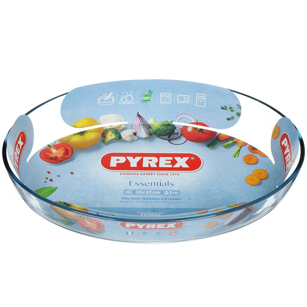Форма для запекания стекло, 27х39 см, 4 л, овальная, Pyrex, Smart cooking, 347B000/5044 форма для запекания стекло 28 см 1 4 л круглая с волнистым краем pyrex bake