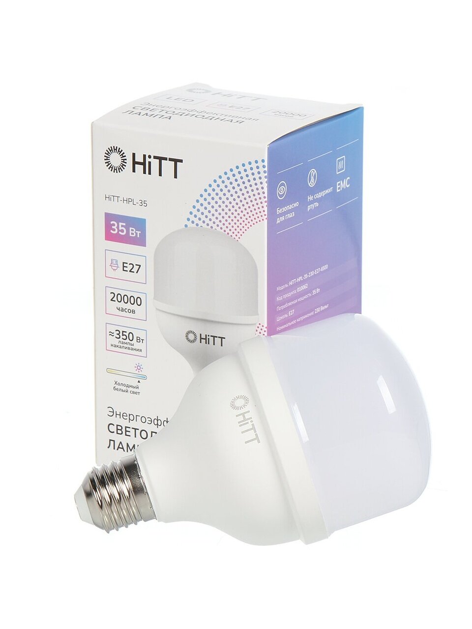 Лампа светодиодная E27, 35 Вт, 350 Вт, 230 В, 6500 К, холодный белый свет, HiTT, HiTT-HPL, высокомощный, 1010062