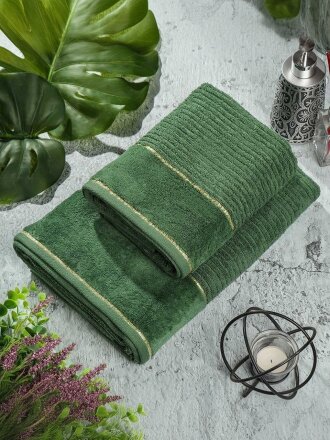Полотенце банное 50х90 см, 100% хлопок, 500 г/м2, Оксфорд, зеленое, Узбекистан