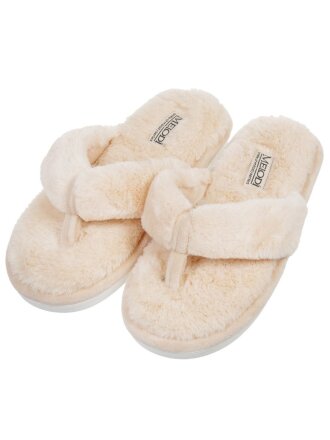 Тапки для женщин, текстиль, бежевые, р. 36-37, открытые, Флип-флоп, 352-364-11