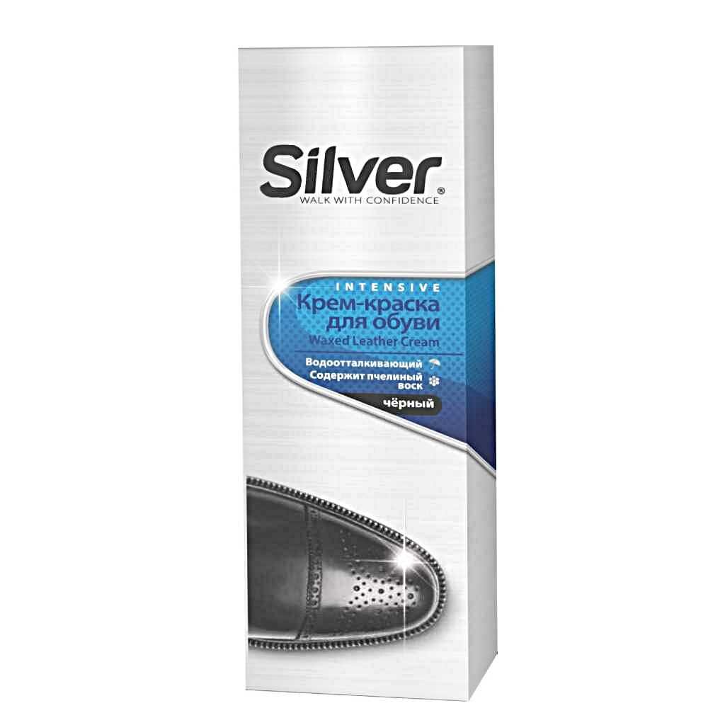 Крем-краска  Silver, Премиум, для обуви, 75 мл, тюбик, черный, KB3001-01/KB2001-01(24) краска для обуви и изделий из натуральной и искусственной кожи pregrada интенсив белая 75 мл