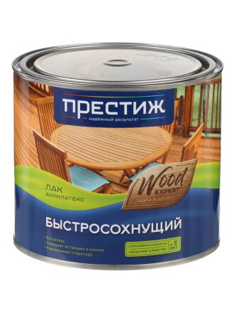 Лак Престиж, Акрилатекс, полуглянцевый, бесцветный, для внутренних и наружных работ, 1.9 л