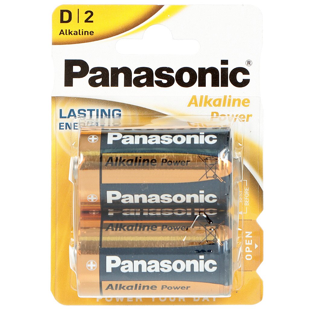 Батарейка Panasonic, D (LR20), Alkaline Power, щелочная, 1.5 В, блистер, 2 шт, 5875 текстовыделители 04цв job 1 5мм блистер schneider