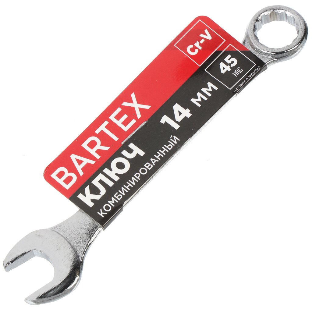 Ключ комбинированный, Bartex, 14 мм, CrV сталь, Эко ключ комбинированный bartex 11 мм crv сталь эко