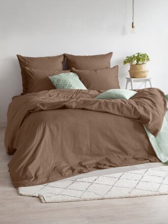 Постельное белье 2-спальное, простыня 220х240 см, 2 наволочки 70х70 см, пододеяльник 180х215 см, Verossa, сатин, Диагональ, Caramel, 790366