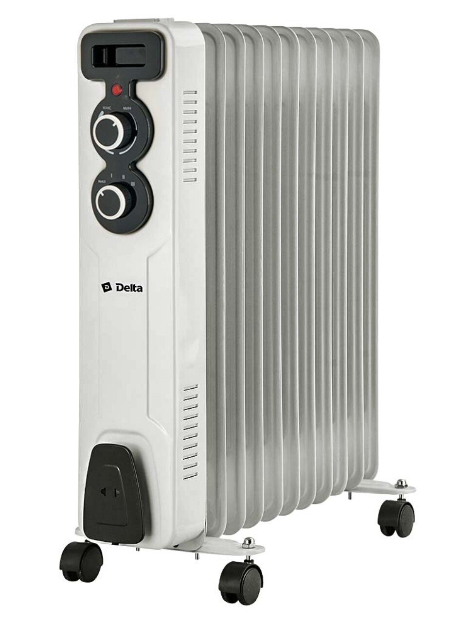 Радиатор масляный Delta, 11 секций, напольный, 2.5 кВт, 25 м2, светло-серый, D11-11