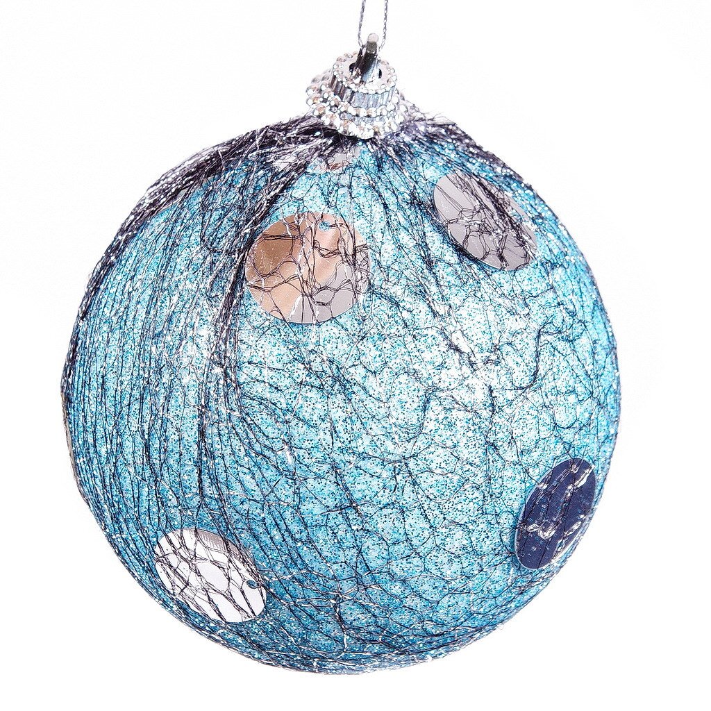 Елочный шар голубой, 8 см, SYPMQA-102114 елка у ивановых