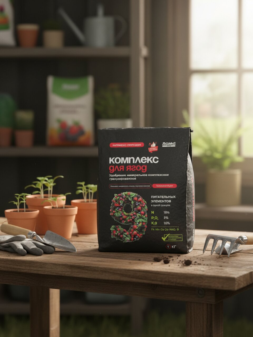Удобрение для ягод, минеральное, гранулы, 1 кг, Лама Торф