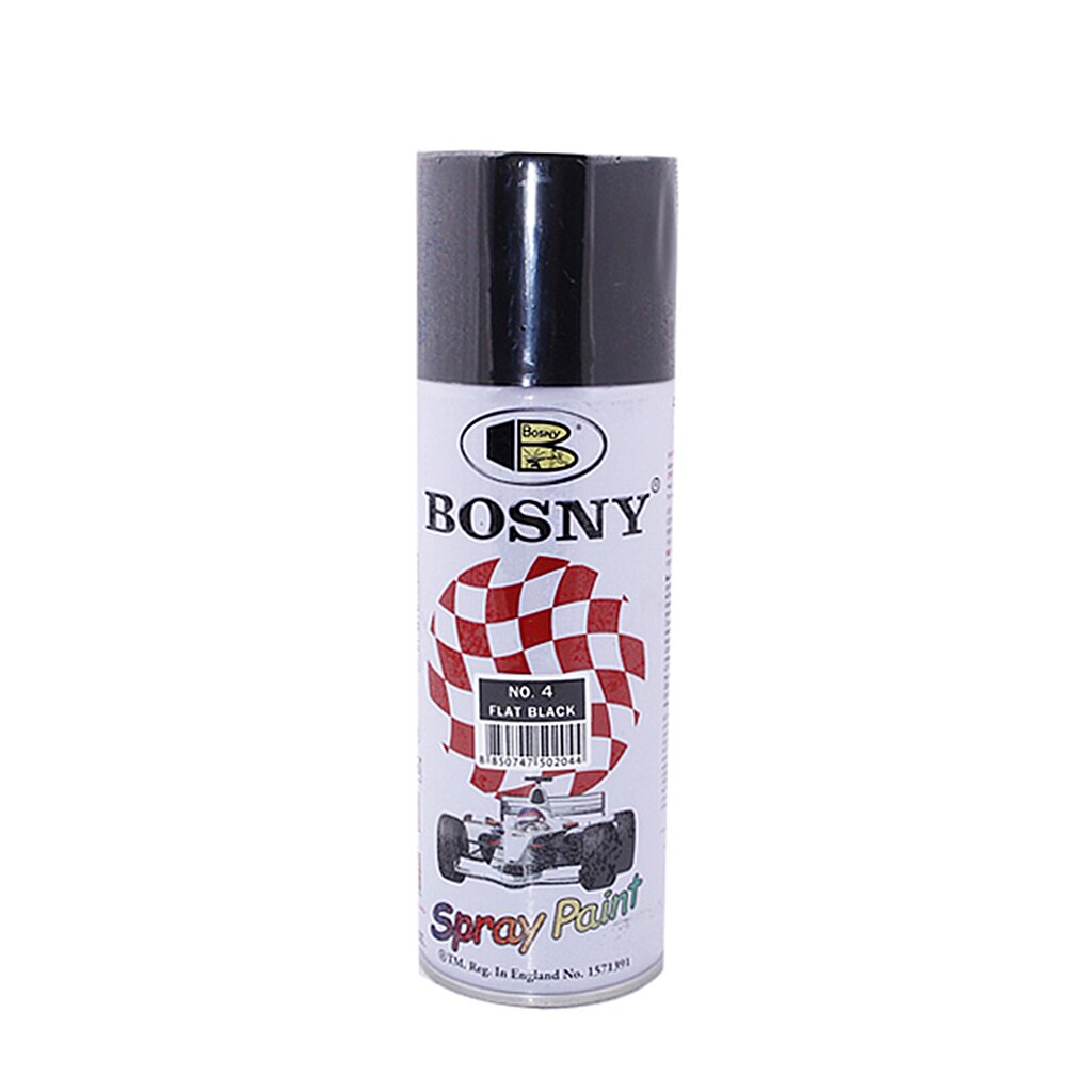Краска аэрозольная, Bosny, №4, акрилово-эпоксидная, универсальная, матовая, черная, 0.4 кг краска пропитка карат для кожи 100 мл черная
