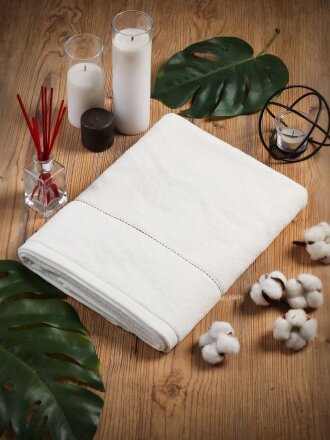 Полотенце банное 50х90 см, 100% хлопок, 470 г/м2, Амур, Silvano, белое, Узбекистан