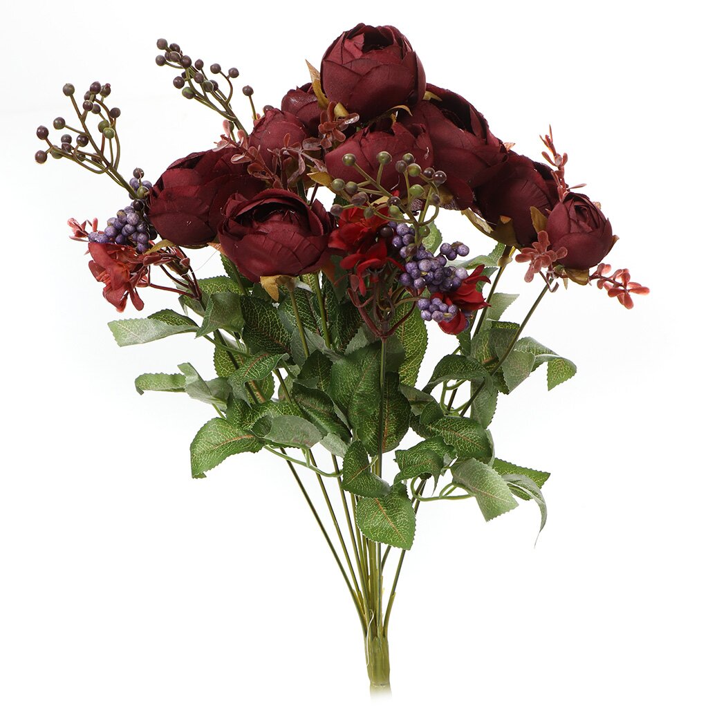 Цветок искусственный декоративный Розы, 45 см, бордовый, Y4-3509 ок искусственный декоративный тинги композиция бордовый