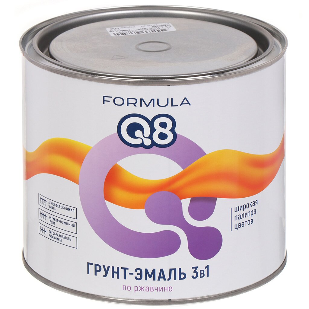 Грунт-эмаль Formula Q8, по ржавчине, алкидная, красная, 1.9 кг грунт эмаль formula q8 по ржавчине алкидная вишневая 0 9 кг