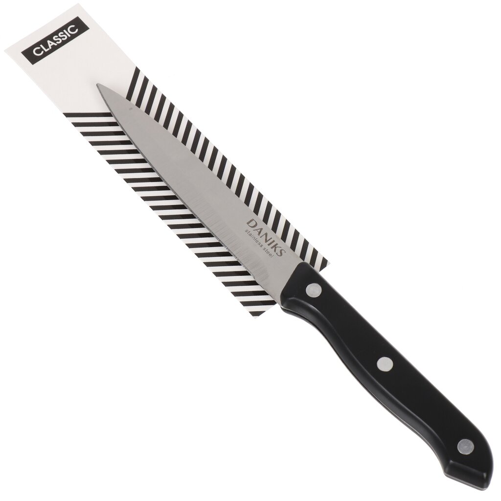 Нож кухонный Daniks, Классик, универсальный, нержавеющая сталь, 12.5 см, рукоятка пластик, YW-A111-TY