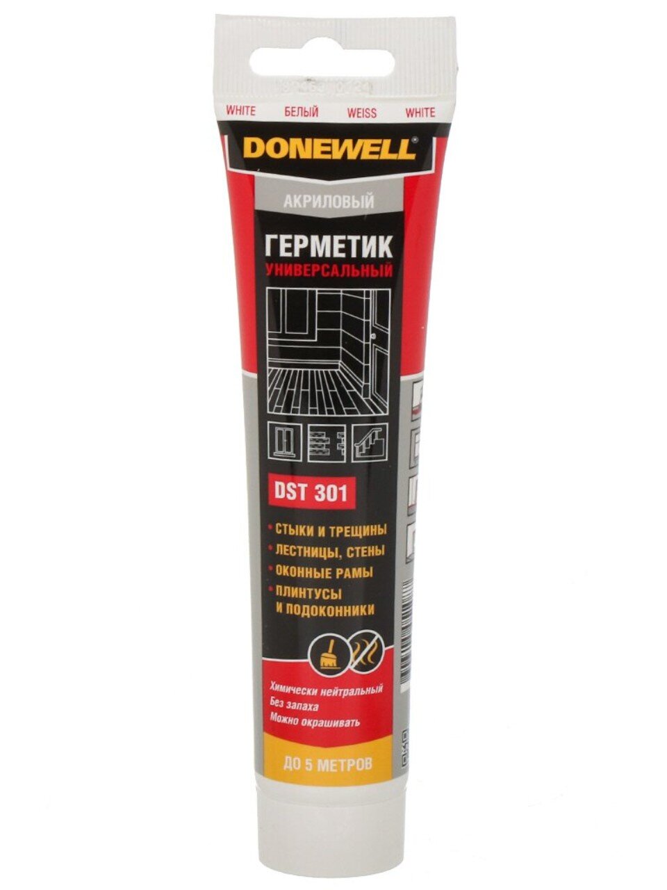 Герметик акриловый, универсальный, KUDO, DoneWell, DST-301, 85 мл, белый