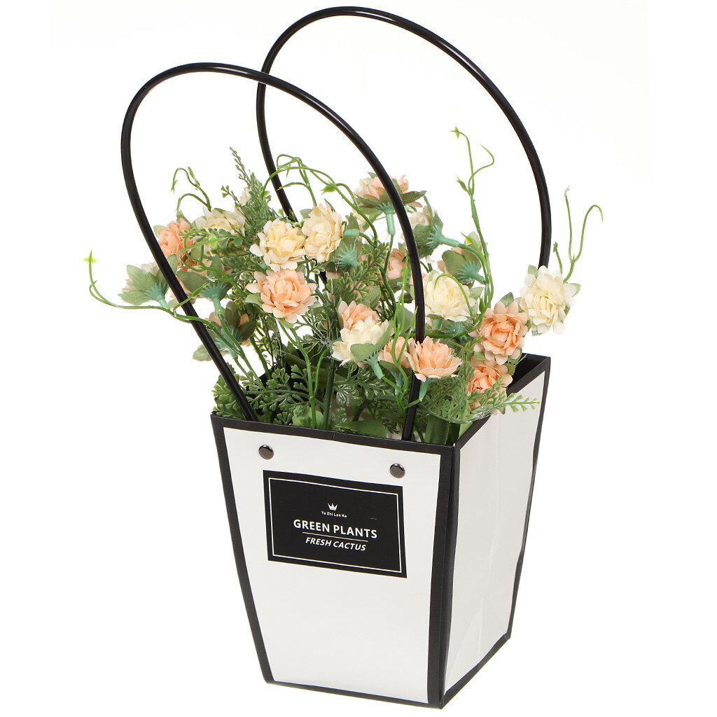 Цветок искусственный декоративный Композиция цветочная, в сумочке, 13х25 см, розовый, Y4-3494