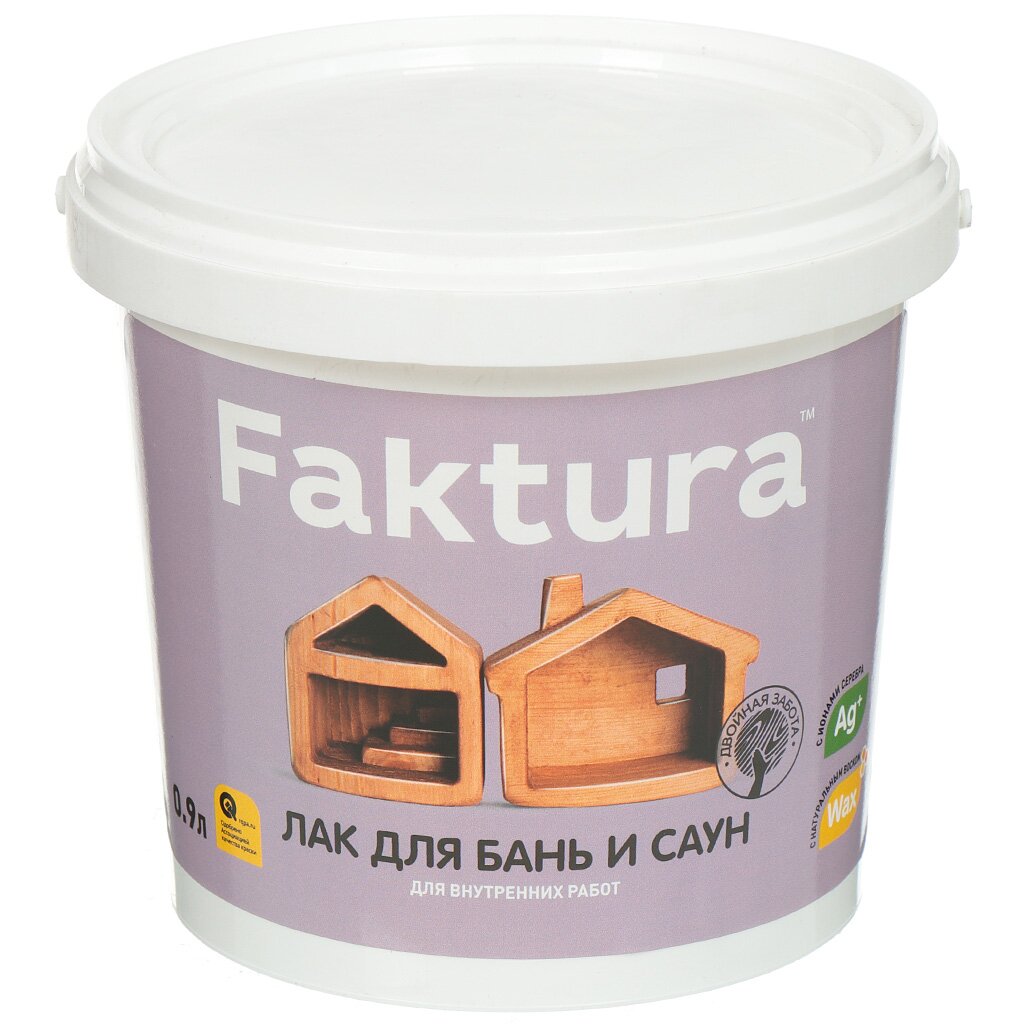 Лак Faktura, для бань и саун, шелковисто-матовый, полиакриловый, для внутренних работ, 0.9 л термостойкий лак для бань и саун faktura