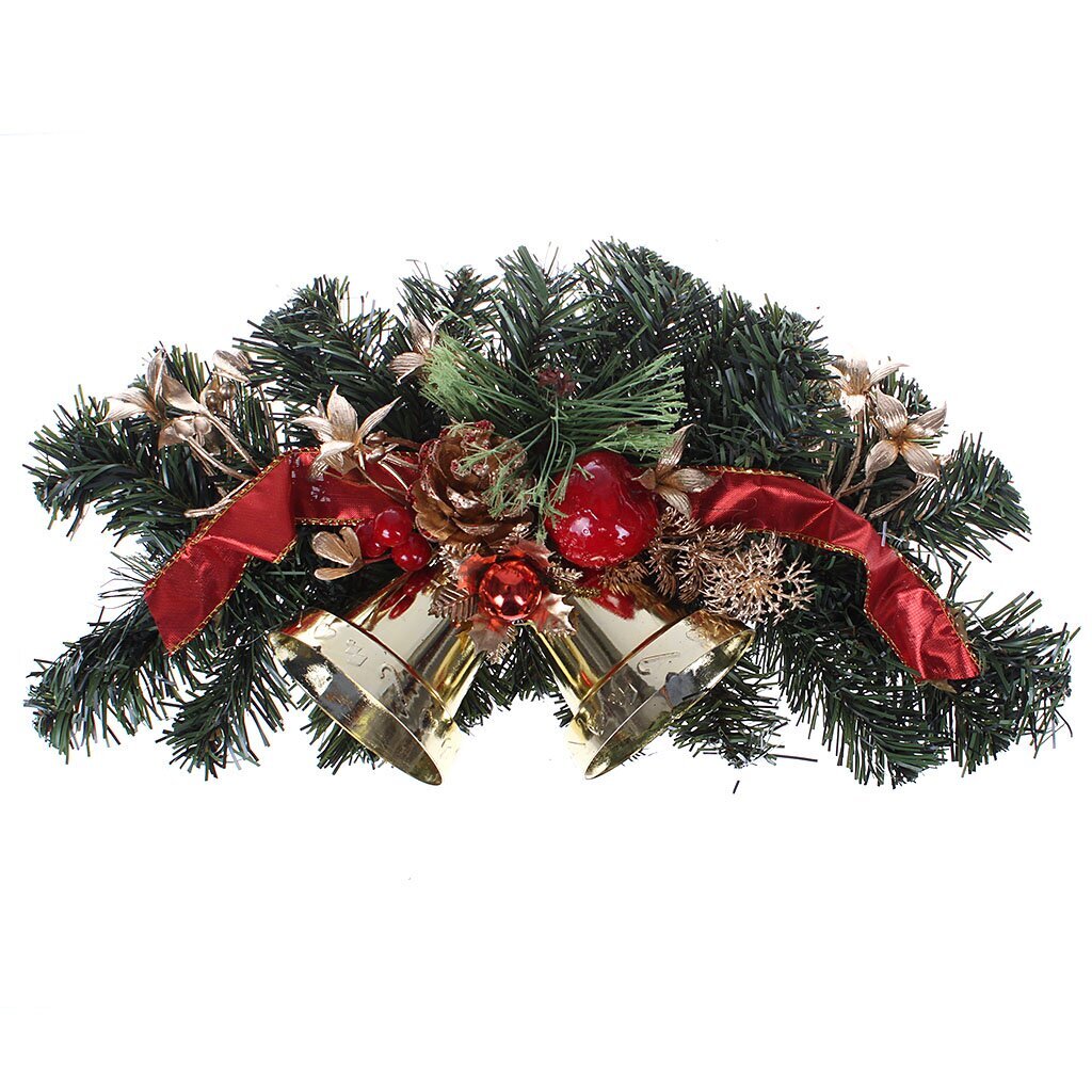 Н.г. Подвеска 17,5см Ветвь еловая Новогодние колокола + упак.пакет N6880106