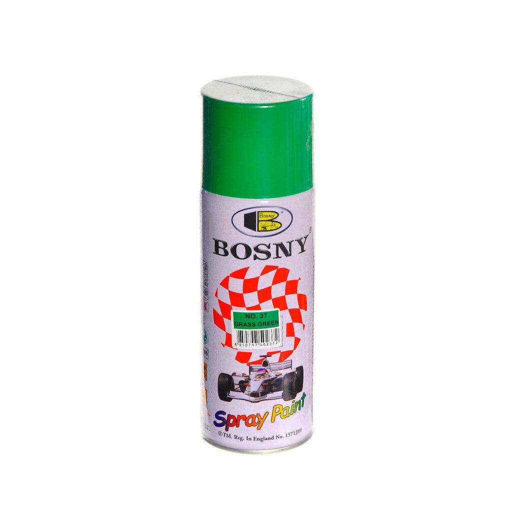 Краска аэрозольная, Bosny, №37, акрилово-эпоксидная, универсальная, глянцевая, зеленая трава, 0.4 кг краска аэрозольная для замши 0 335 л