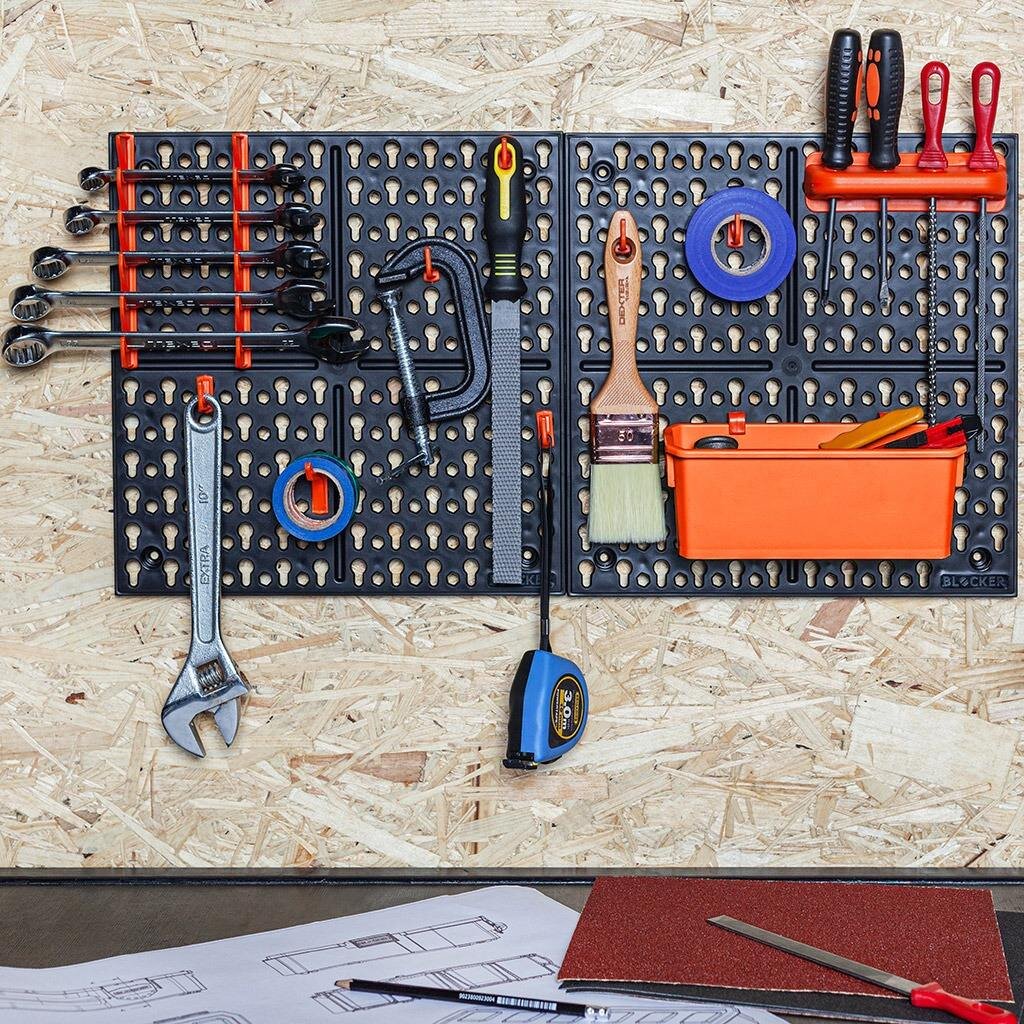 Ящик-органайзер для инструмента, Expert, пластик, настенный, 65.2х10х32.6 см, Blocker, BR3822ЧРОР
