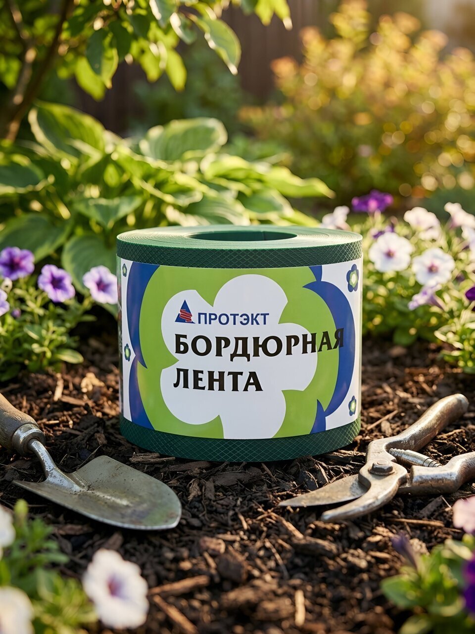 Лента бордюрная для газонов, пластмасса, прямая, 10х900 см, хаки, Протэкт, БЛ-10/9