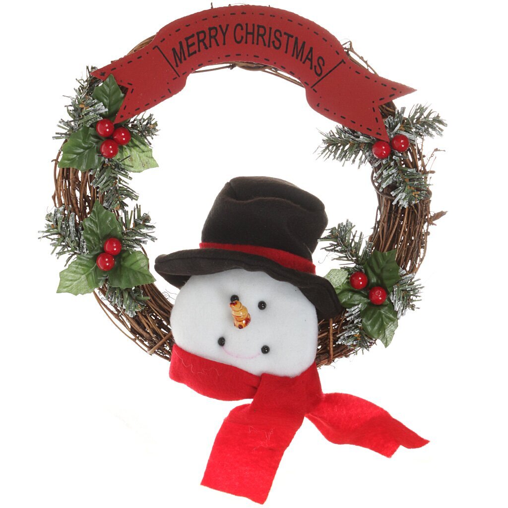 Венок рождественский Волшебная страна со снеговиком 101339, 25 см
