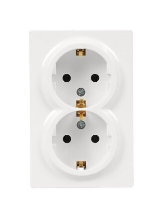 Розетка открытой установки, 2 гнезда, с заземлением, 16 А, 250 В, пластик, IP20, белая, закрытый корпус, Lezard, Leto, 752-0200-127B