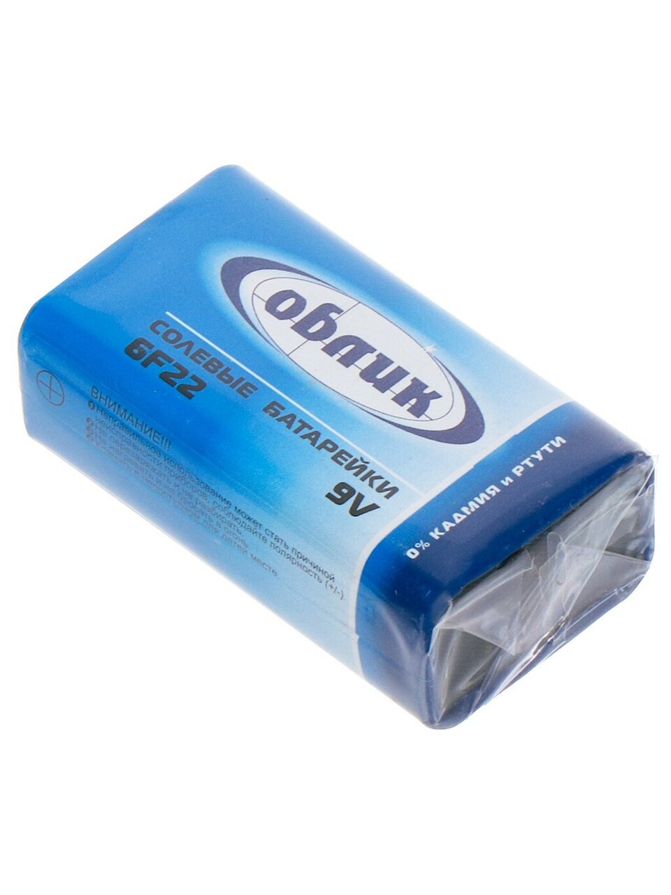 Батарейка Облик, 9V (6F22), Крона, солевая, 9 В, 771