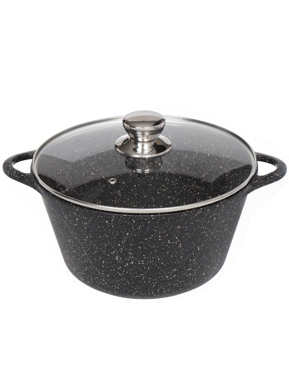 Кастрюля алюминий, антипригарное покрытие, 5 л, крышка стекло, Горница, Гранит волна, к2732аг