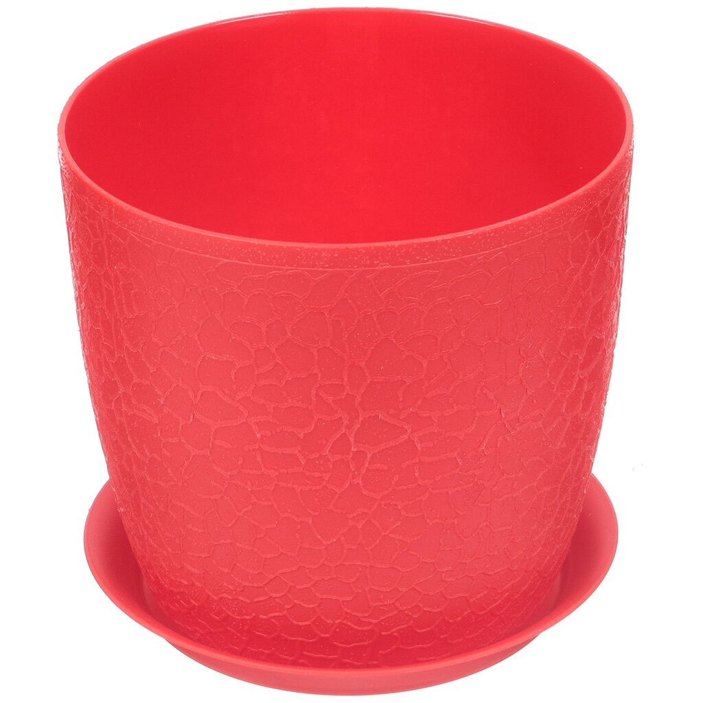 Горшок для цветов пластиковый Idea М3096 Верона красный, 1.4 л