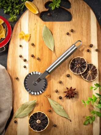 Нож для пиццы Daniks, Classic, для пиццы и теста, нержавеющая сталь, рукоятка металл, навеска, S-DC12-KT1119-029B