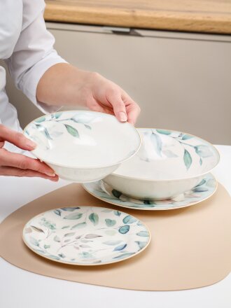 Сервиз столовый фарфор, 19 предметов, на 6 персон, Jewel, Оливи, ПС0022-09