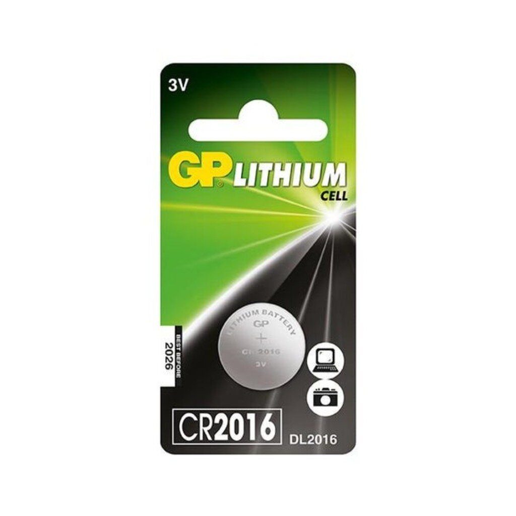 Батарейка GP, CR2016, Lithium, литиевая, дисковая, отрывной блистер, 9035