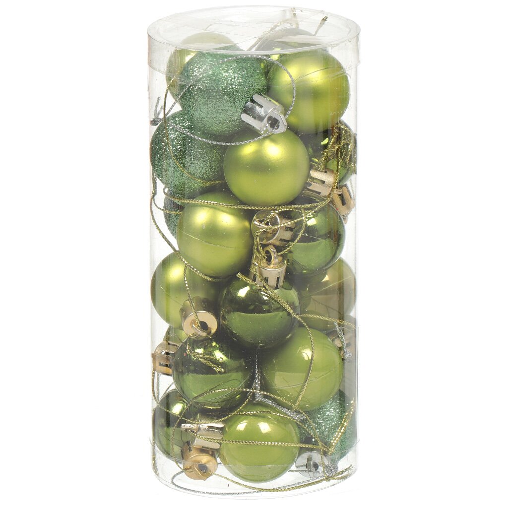 Елочный шар 24 шт, светло-зеленый, 3 см, пластик, SY18CBB-315