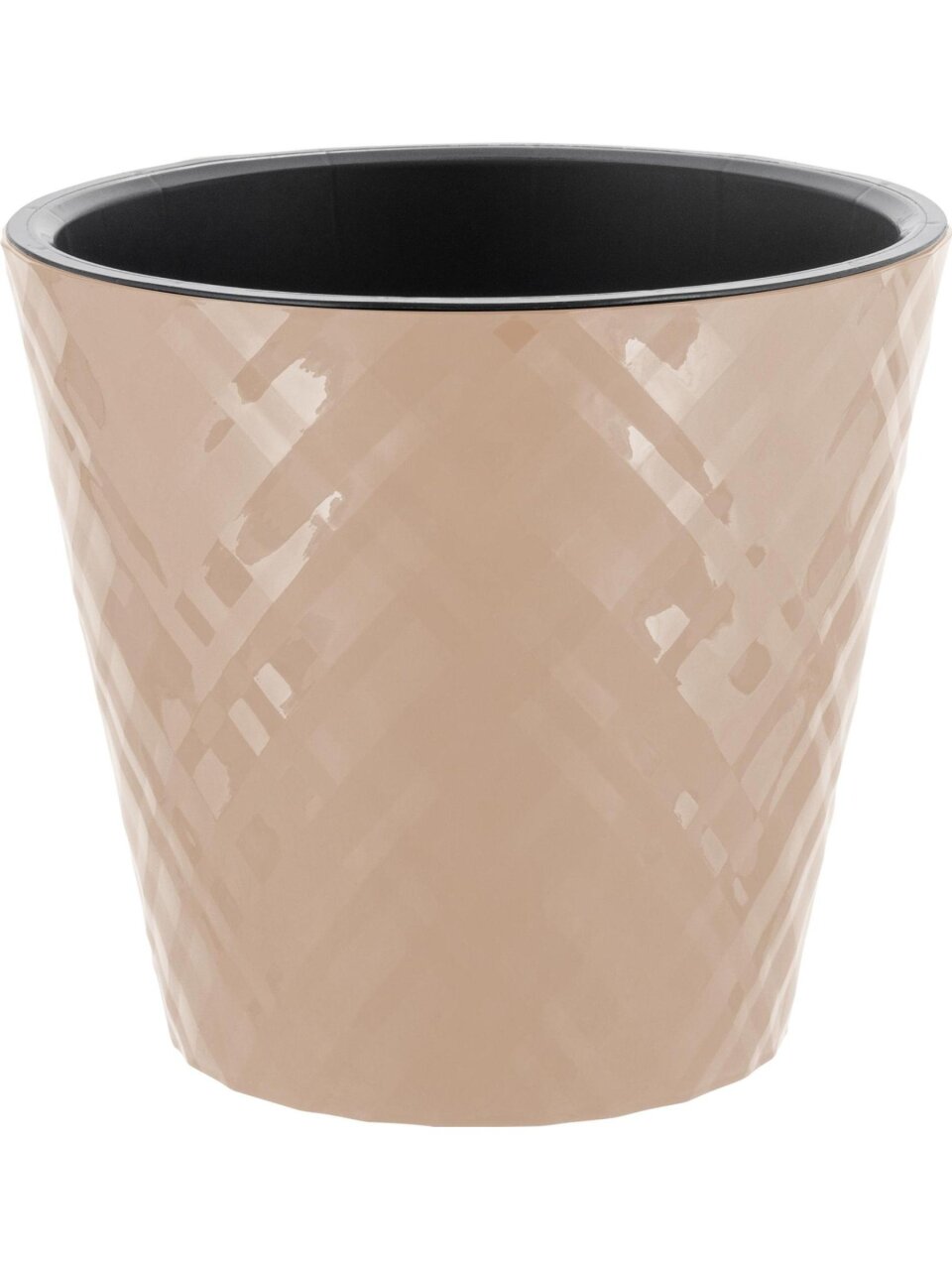Горшок для цветов пластик, 1.6 л, 16х16х14.5 см, молочный шоколад, InGreen, Manhattan, IG670110047